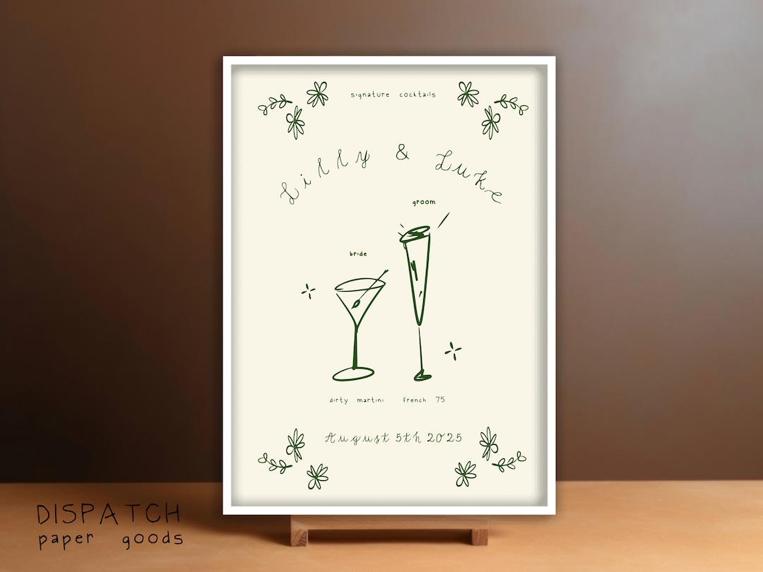 SIGNATURE COCKTAIL SIGN Template Wedding Drink Menu Customizable SIGNATURE COCKTAIL SIGN Template Wedding Drink Menu Customizable