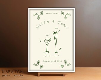 Plantilla personalizable para cartel de cóctel de boda (descarga digital)