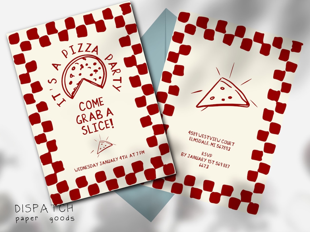 PIZZA PARTY INVITE Template Dinner Party Invitation Birthday Party PIZZA PARTY INVITE Template Dinner Party Invitation Birthday Party
