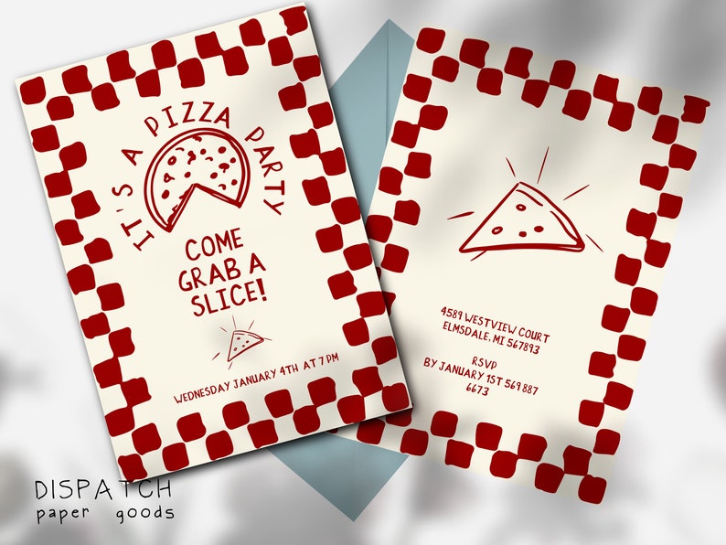 PIZZA PARTY INVITE Template Dinner Party Invitation Birthday Party PIZZA PARTY INVITE Template Dinner Party Invitation Birthday Party