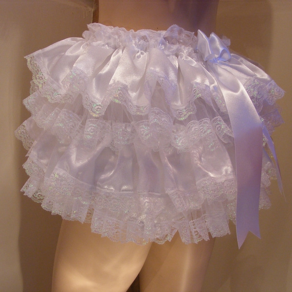 sissy ABDL panties satin and tulle frilly front and back ruffle tutu knickers  adult baby CD TV diaper cover all colours and sizes available