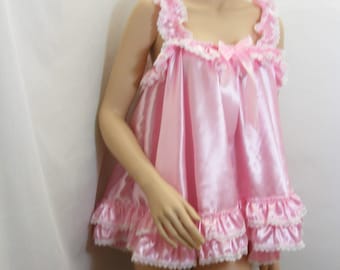 sissy satin baby muñeca camisón negligee vestido top cosplay vestido de lujo CD TV todos los tamaños