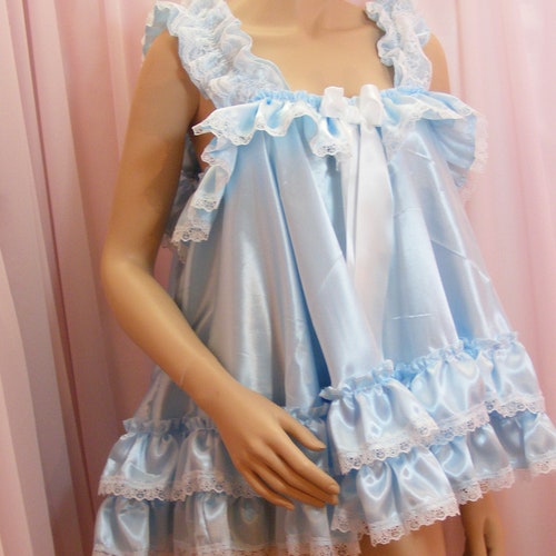 Sissy Satin Baby Doll Nightie Negligee Dress Top Cosplay Fancy - Etsy