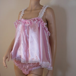 sissy pink satin baby doll nighty negligee dress cami top cosplay fancydress CD TV all sizes image 1