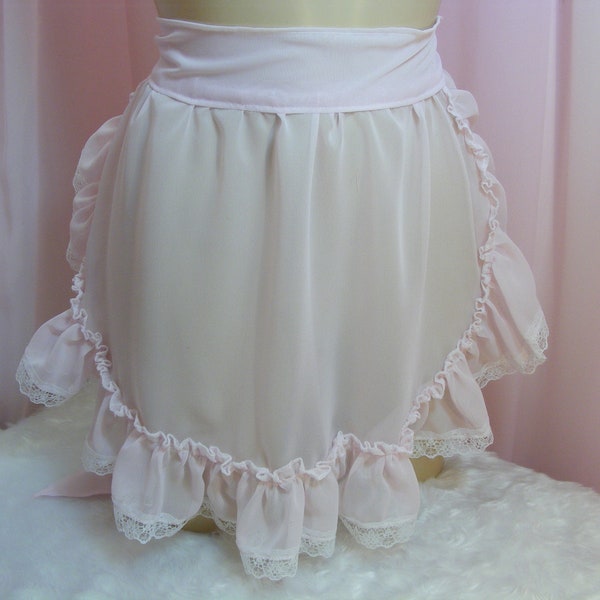 adult baby sissy chiffon apron pinny cosplay fancy dress vintage french maid kawaii