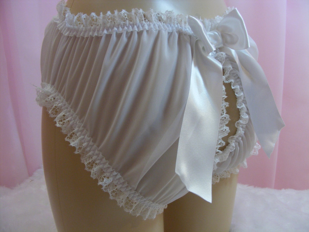 Panties Sissy Frilly Sheer White Chiffon Lace Open Butt All - Etsy