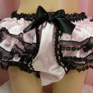 sissy panties BABY pink satin lace ruffle butt knickers lingerie underwear mens womens all colours and sizes inc plus