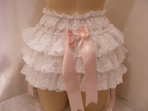 Bebé adulto Sissy volantes Bum De Algodón Blanco Cubierta de Pañal Bragas Fancydress Cosplay