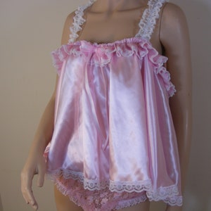 sissy pink satin baby doll nighty negligee dress cami top cosplay fancydress CD TV all sizes image 2