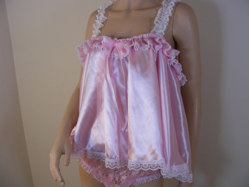 sissy pink satin baby doll nighty negligee dress cami top cosplay fancydress CD TV all sizes image 2