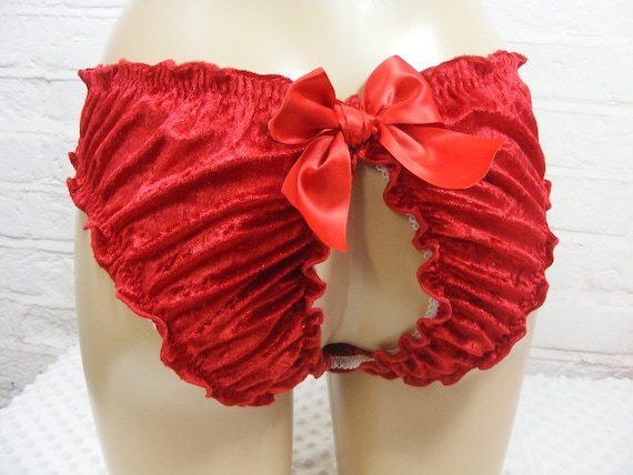 Sissy Red Panties Frilly Soft Velvet Open Butt Lingerie Knickers All Sizes  Kinky Fetish CD TV Cross Dress -  Canada