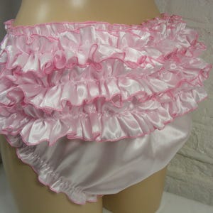 sissy panties PINK satin  ruffle butt knickers lingerie underwear mens OR WOMENS all colours and sizes inc plus size
