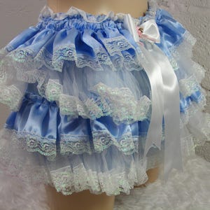 adult baby sissy baby blue satin frilly  diaper cover bloomers knickers optional linings cosplay fancy dress inc plus size