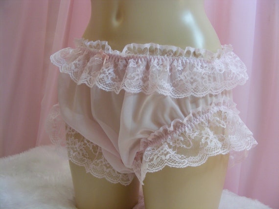 sissy frilly sheer delicate pink chiffon lace panties all colours lingerie  knickers all sizes kinky fetish ~CD TV crossdress