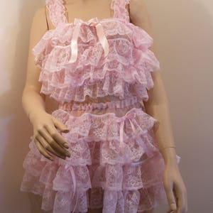 sissy adult baby pink organza ruffle lace top bra cami top lingerie abdl image 3