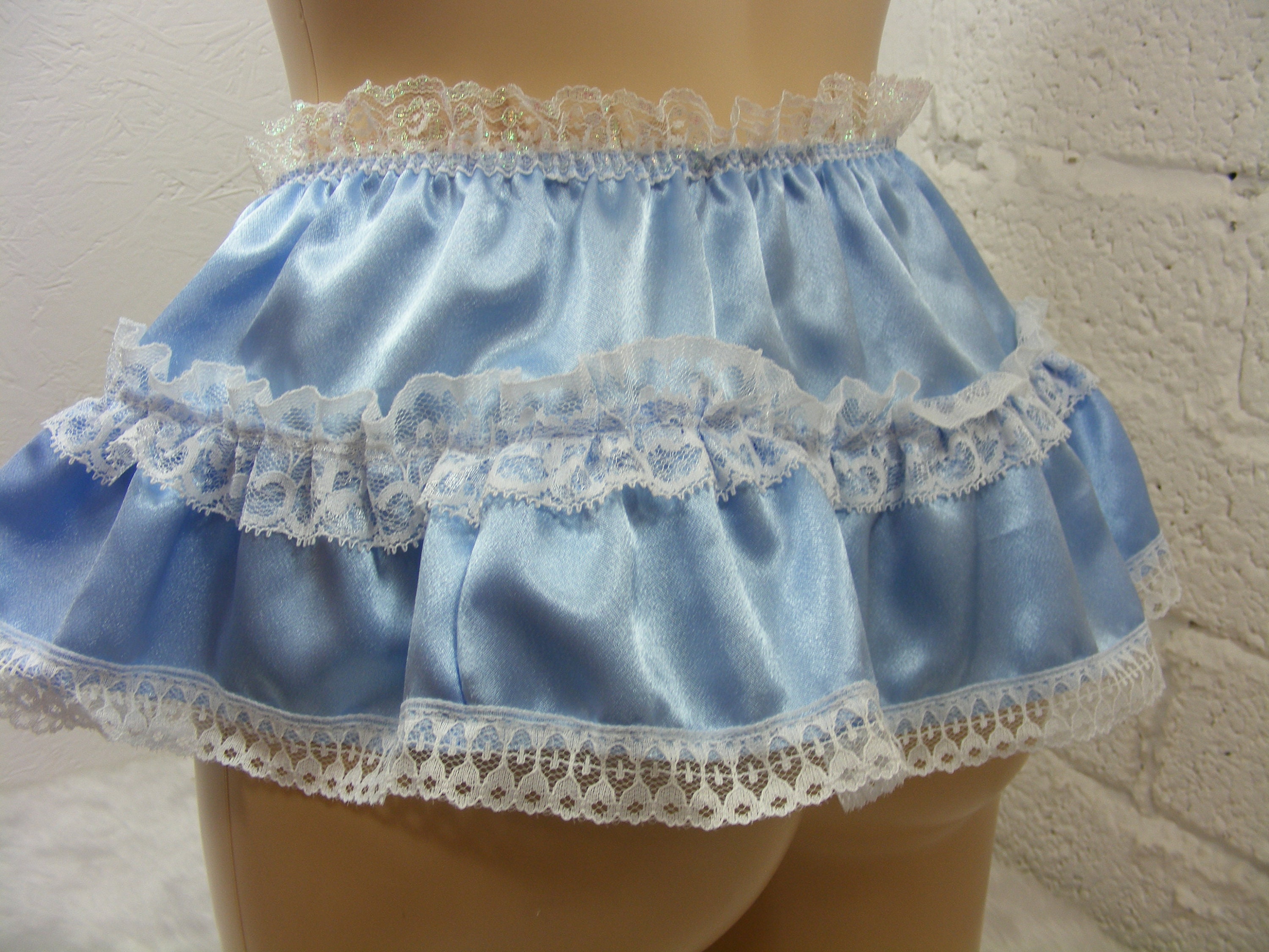 Sissy DDLG blue satin lace micro mini skirt kawaii adult baby | Etsy