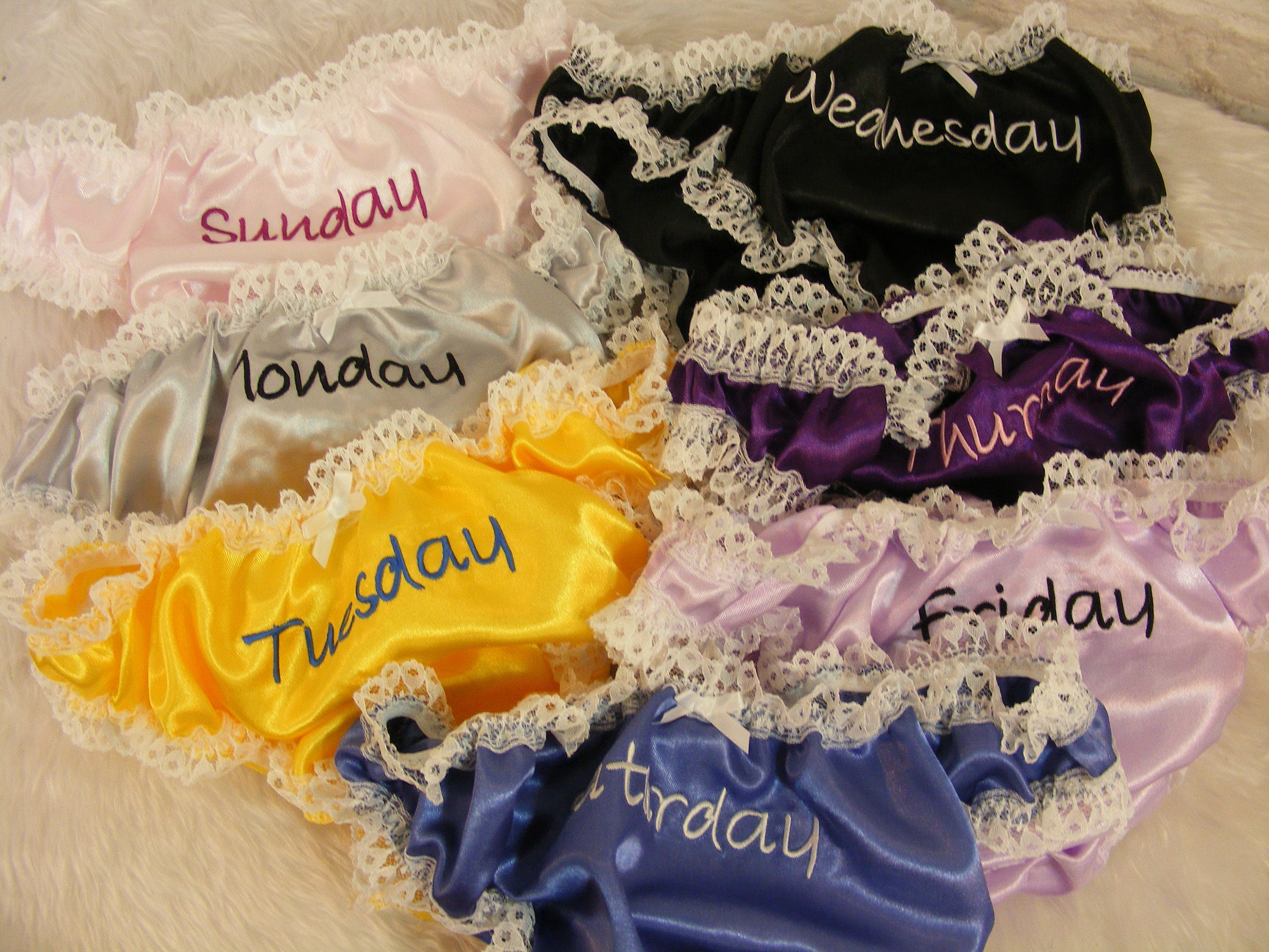 Sissy Panties Days of the Week Satin Scrunch Butt All Colours Etsy UK