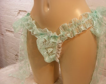 sissy  lace side tie tanga g - string panties thong knickers lingerie CD TV