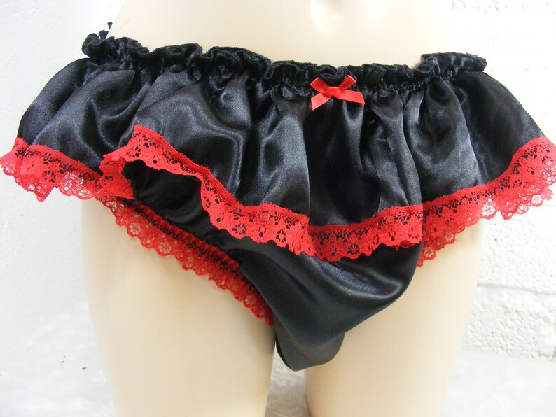 Sissy Satin Panties For Men CUSTOM Naughty VINYL TEXT String Bikini S-2XL
