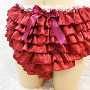 sissy adult baby dark red satin ruffle panties mens lingerie knickers all sizes and colours