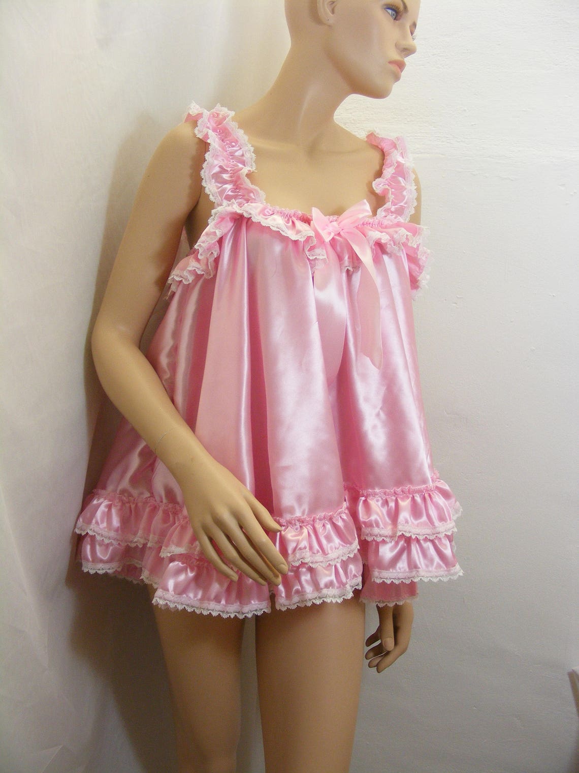 Sissy satin baby doll nightie negligee dress top cosplay | Etsy
