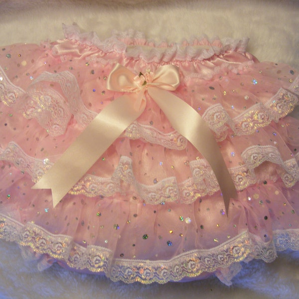 pink lacy extra frilly sissy adult baby knickers panties diaper cover