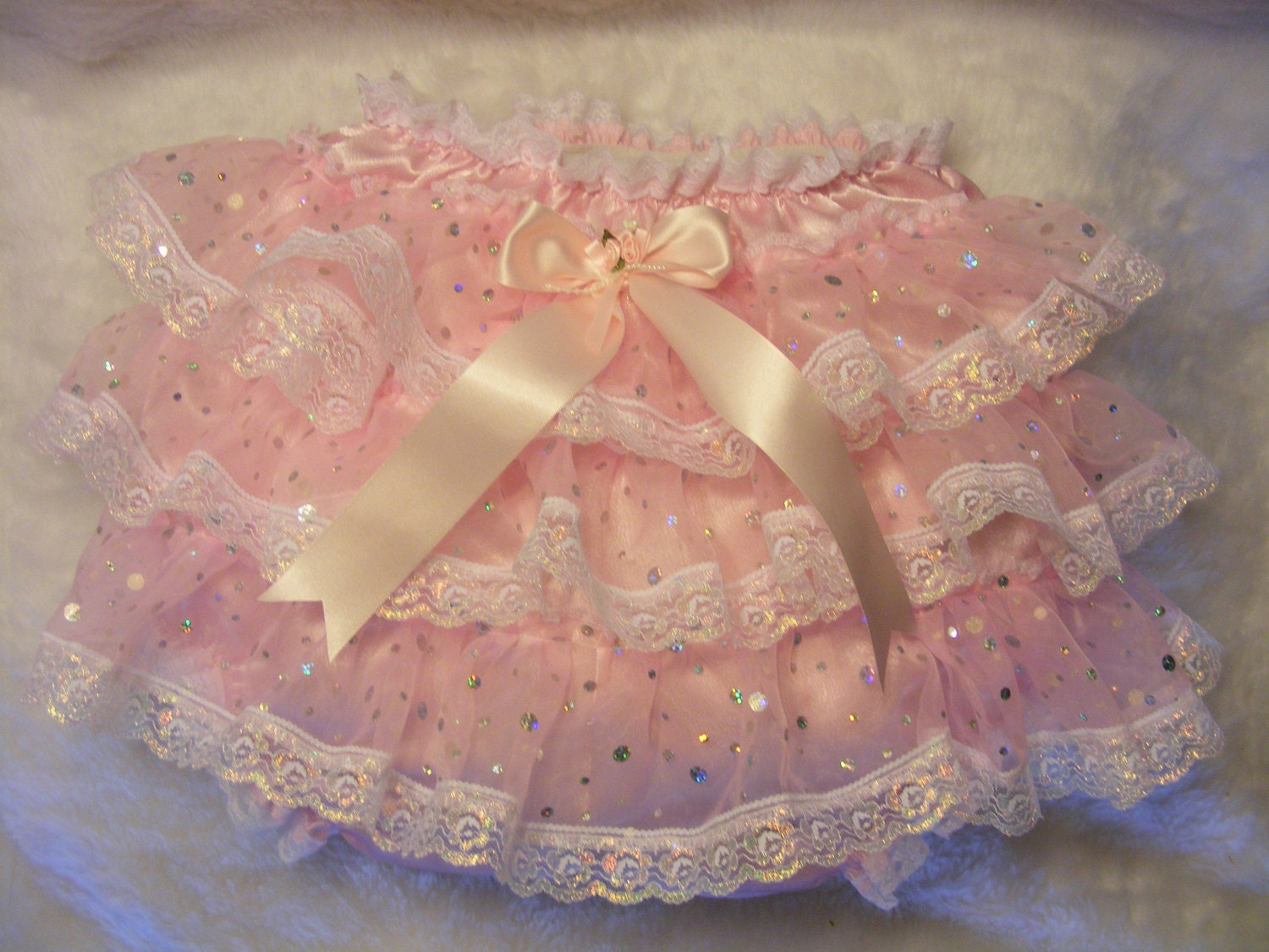 Pink Lacy Extra Frilly Sissy Adult Baby Knickers Panties Diaper Cover -   Norway