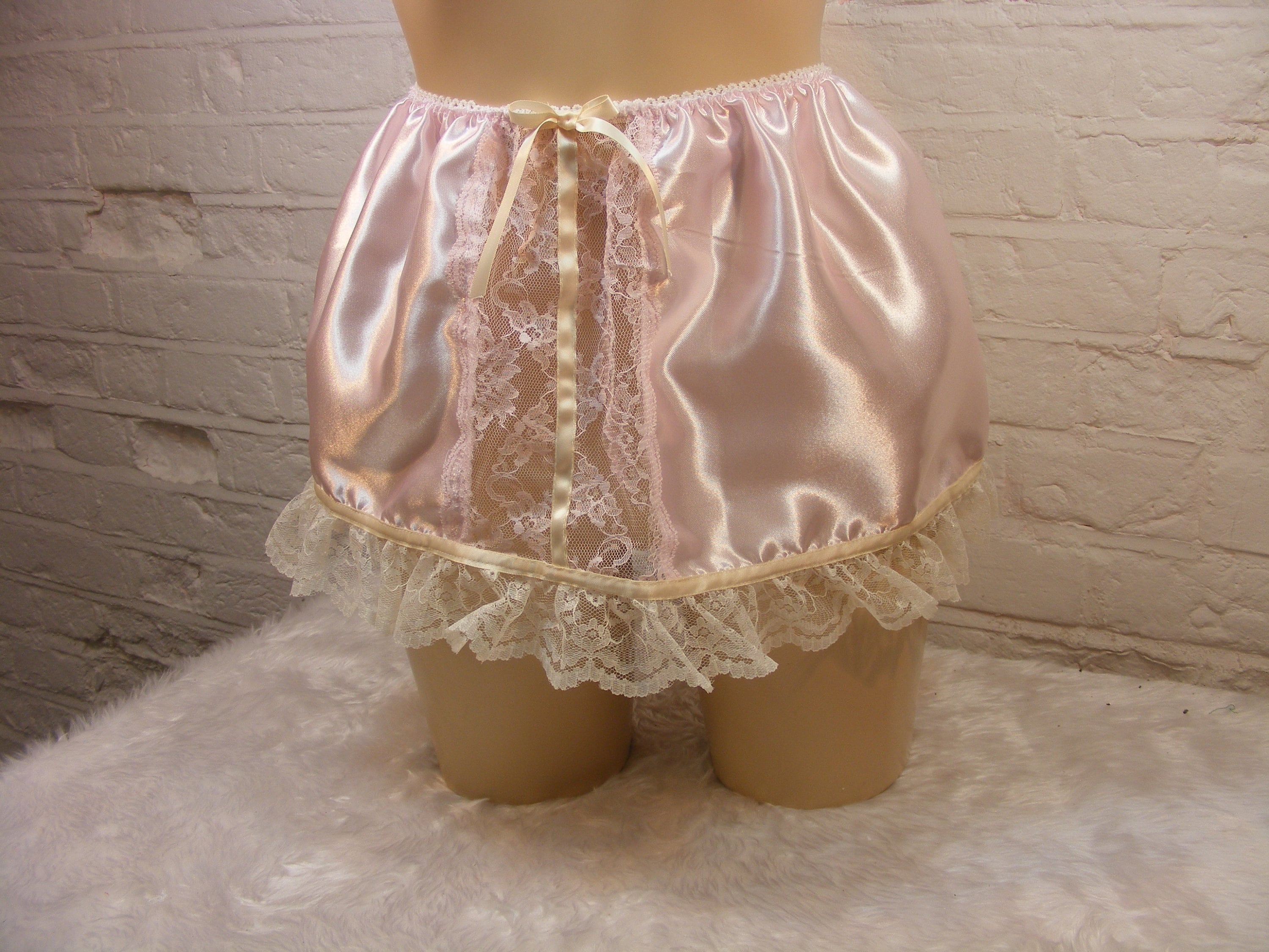 Ddld Sissy Pink Satin & Lace Mini Half Slip Petticoat Skirt Etsy UK