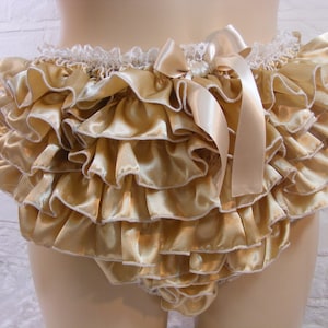 sissy adult baby gold satin ruffle panties mens lingerie knickers all sizes and colours