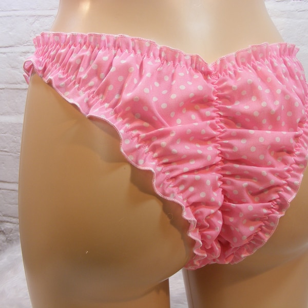 sissy panties frilly  spotty  scrunch butt cotton  all colours lingerie knickers  all sizes  inc plus  CD TV cross dress