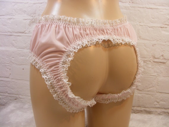 BDSM Ddlg Sissy Pink Cotton SPANKY PANTIES Open Bottom Men or Women Lingerie  Knickers 