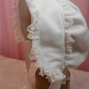 sissy adult baby white fleece bonnet fits most adults cosplay rolleplay fancy dress lolita kawaii