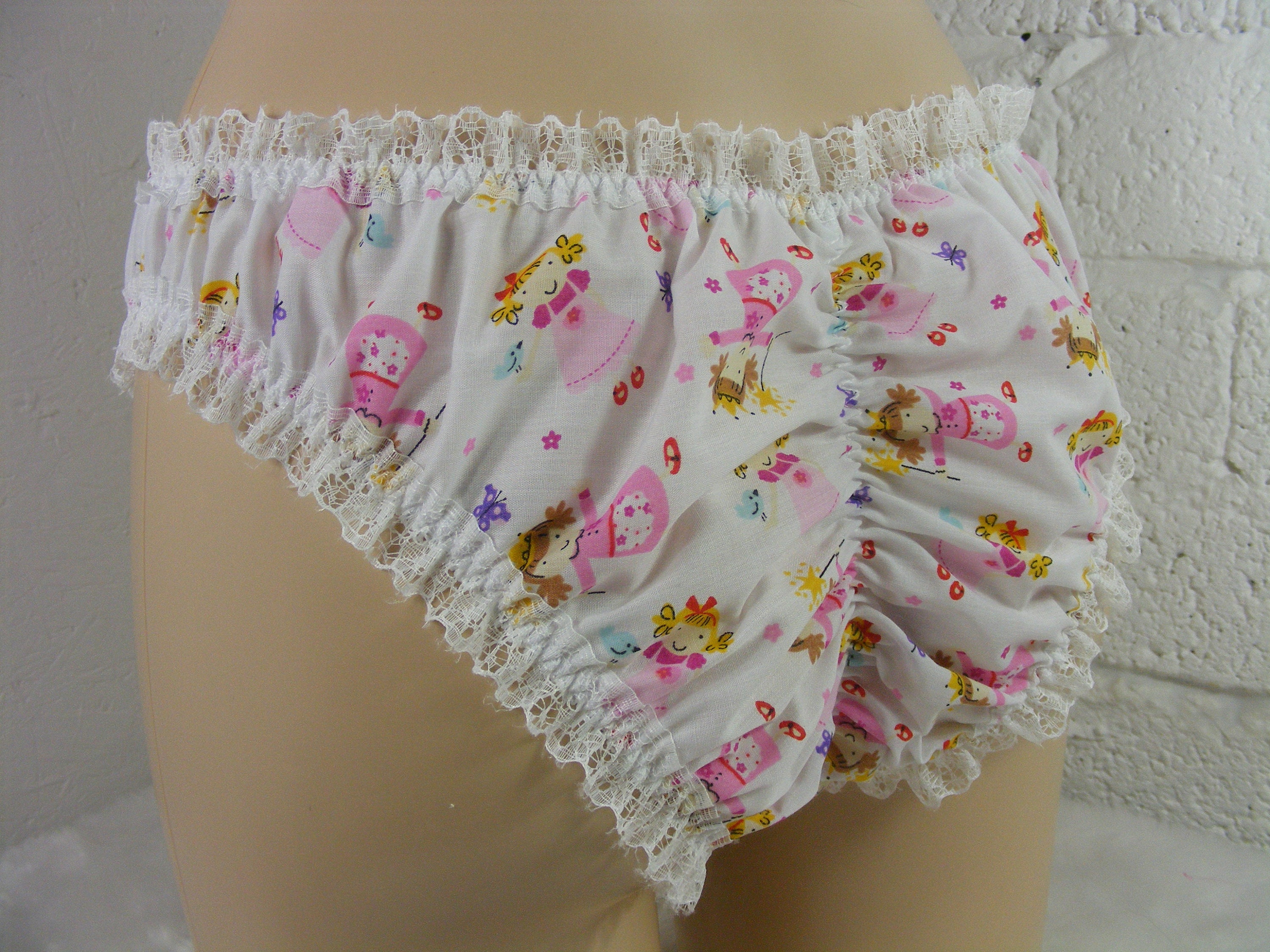 Sissy Panties Frilly White Cotton Lace Fairy Princess Scrunch Butt Lingerie  Knickers All Sizes Kinky Fetish CD TV Crossdress 