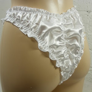 White Silk Panties With Frill Handmade, Silk Knickers, Women Sleepwear, Silk  Sleepwear 