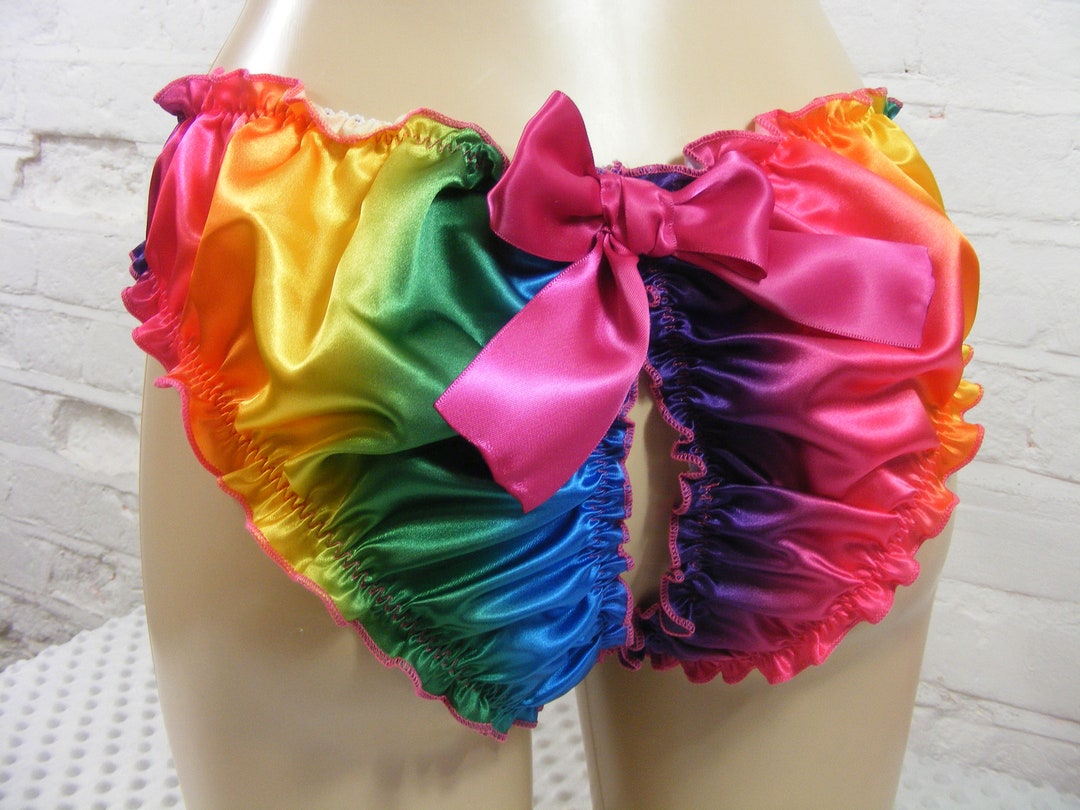 Sissy Satin Rainbow Panties Premium Limited Edition Shiny Stretchy Open
