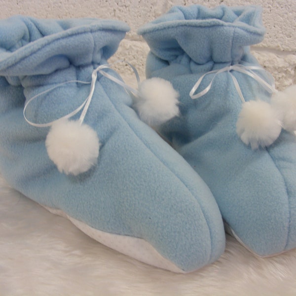 sissy adult baby ABDL fleece pompom padded booties slippers  3 sizes bells chain and lock options