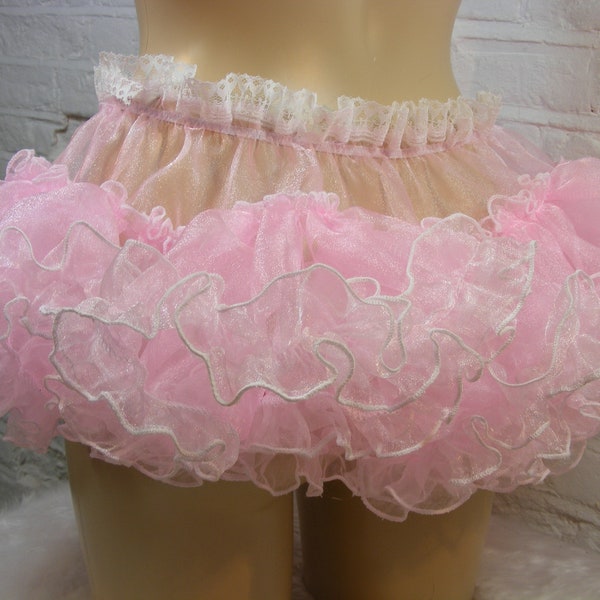 Erwachsenen Baby Sissy rosa Organza Petticoat Micro Mini Rock Slip kawaii Cosplay Kostüm