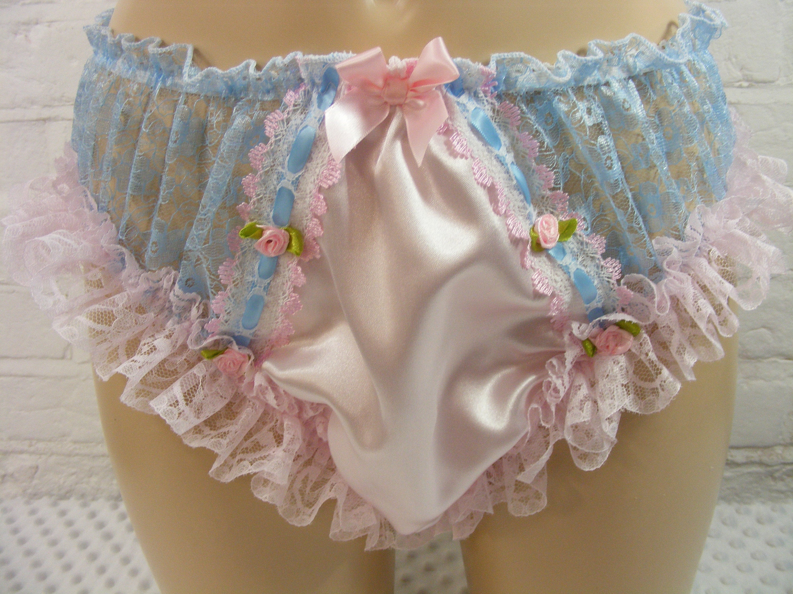 Sissy satin lace frilly panties knickers lingerie plus sizes available -   Portugal