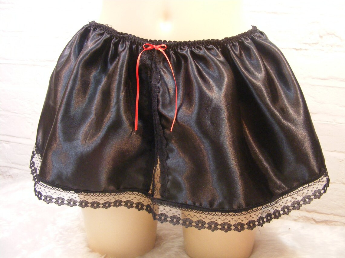 Ddld Sissy Black Satin & Lace Mini Half Slip Petticoat Skirt Etsy UK