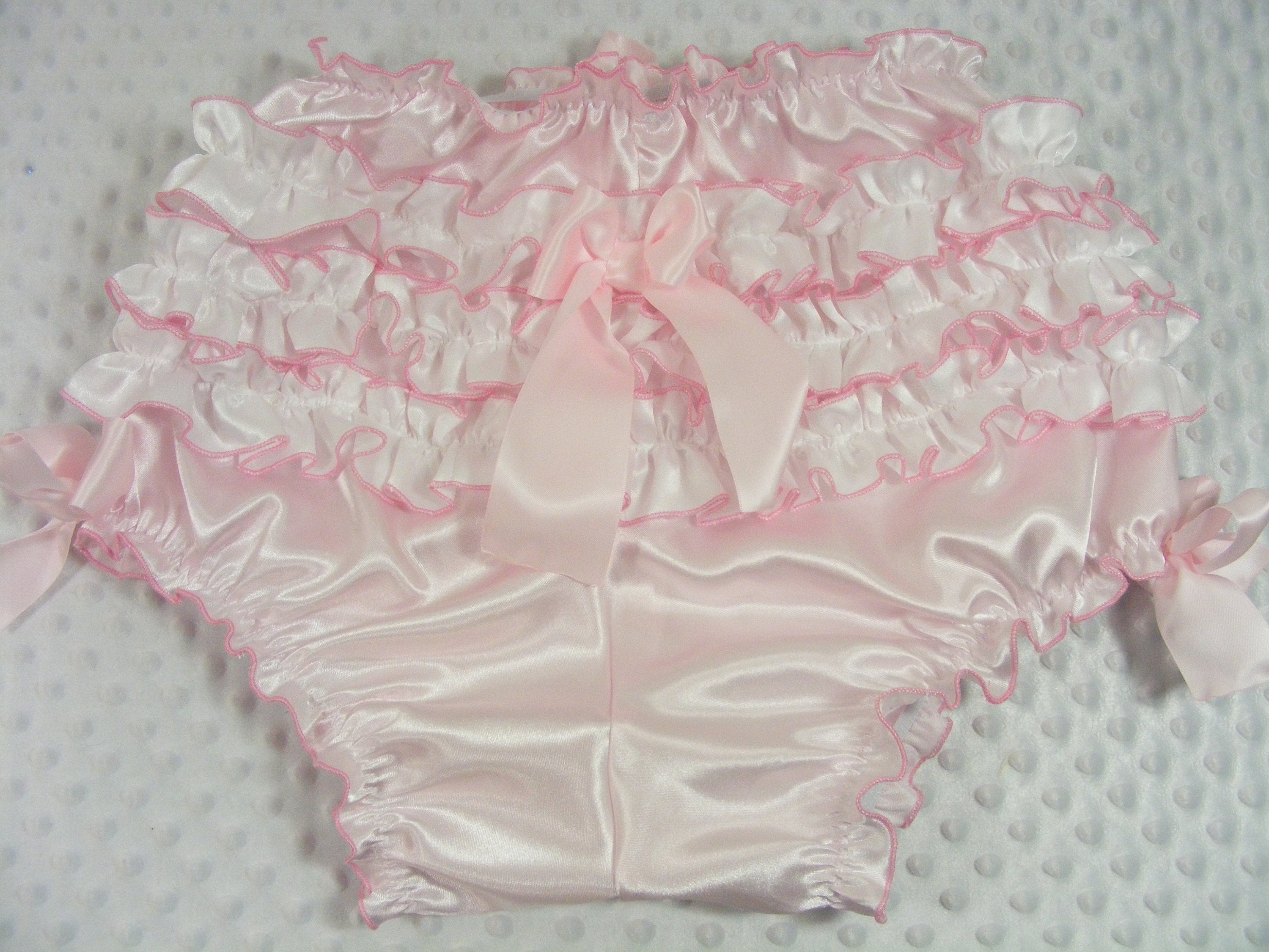 Sissy Adult Baby ABDL Pink Satin Diaper Cover Nappy Lacy Extra Frilly  Unlined Pvc, Lined, Waterproof Lining Bloomers Abdl Cosplay 