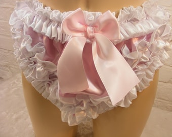 sissy panties pink satin  ruffle  knickers lingerie underwear mens  ALL colours and sizes inc plus