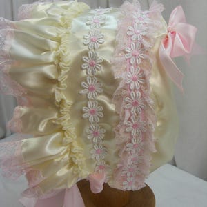 Erwachsene Baby Sissy Mütze SATIN und Spitze traditionelle abdl Erwachsene Cosplay Rollenspiel Kostüm Lolita kawaii,b262