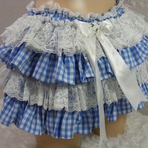 adult baby sissy baby blue gingham frilly  diaper cover bloomers knickers optional linings cosplay fancy dress inc plus size