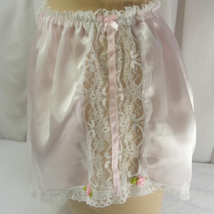 Sissy heren French Panties tap pants roze satijnen en kanten lingerieslipje, b97