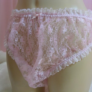 Sissy Frilly Sheer Lace Pink or White Lingerie Knickers All Sizes Kinky ...