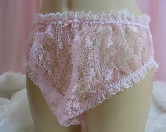 Sissy Frilly Sheer Lace Pink or White Lingerie Knickers All - Etsy UK