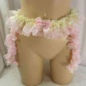 sissy suspender garter belt baby cream satin pink lace    lingerie knickers panties  waist 36-62 inches ,b61