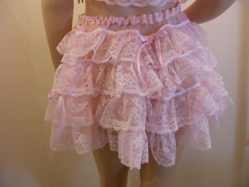 Adult baby sissy pink organza frilly ruffle lace mini SKIRT | Etsy