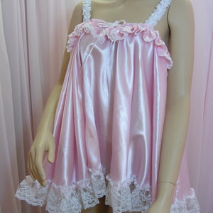 Sissy pink satin baby doll nightie negligee dress top | Etsy
