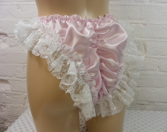 sissy panties pink satin lace high cut knickers lingerie underwear mens womens